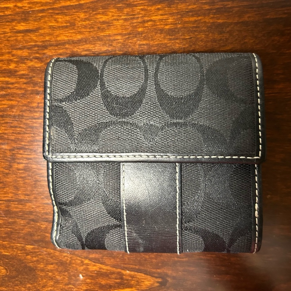 Authentic Coach Black Monogram Wallet